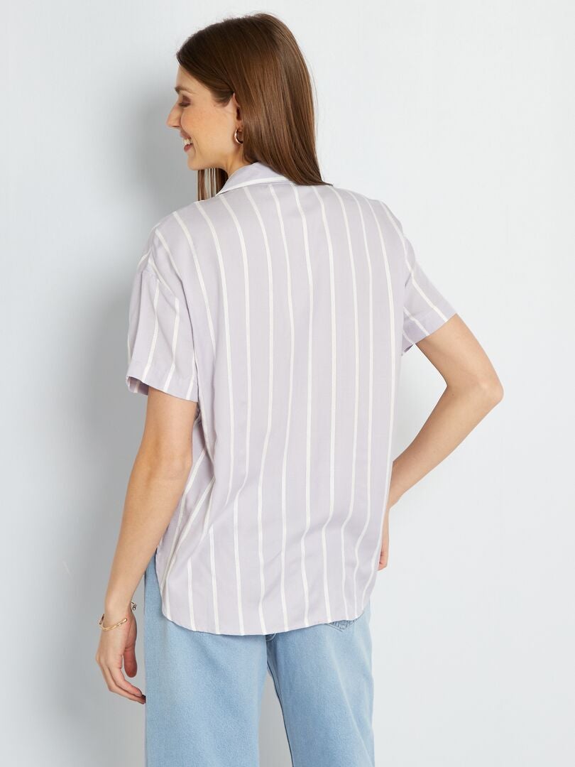 Chemisier 'rayé' fluide - 1 poche Violet - Kiabi