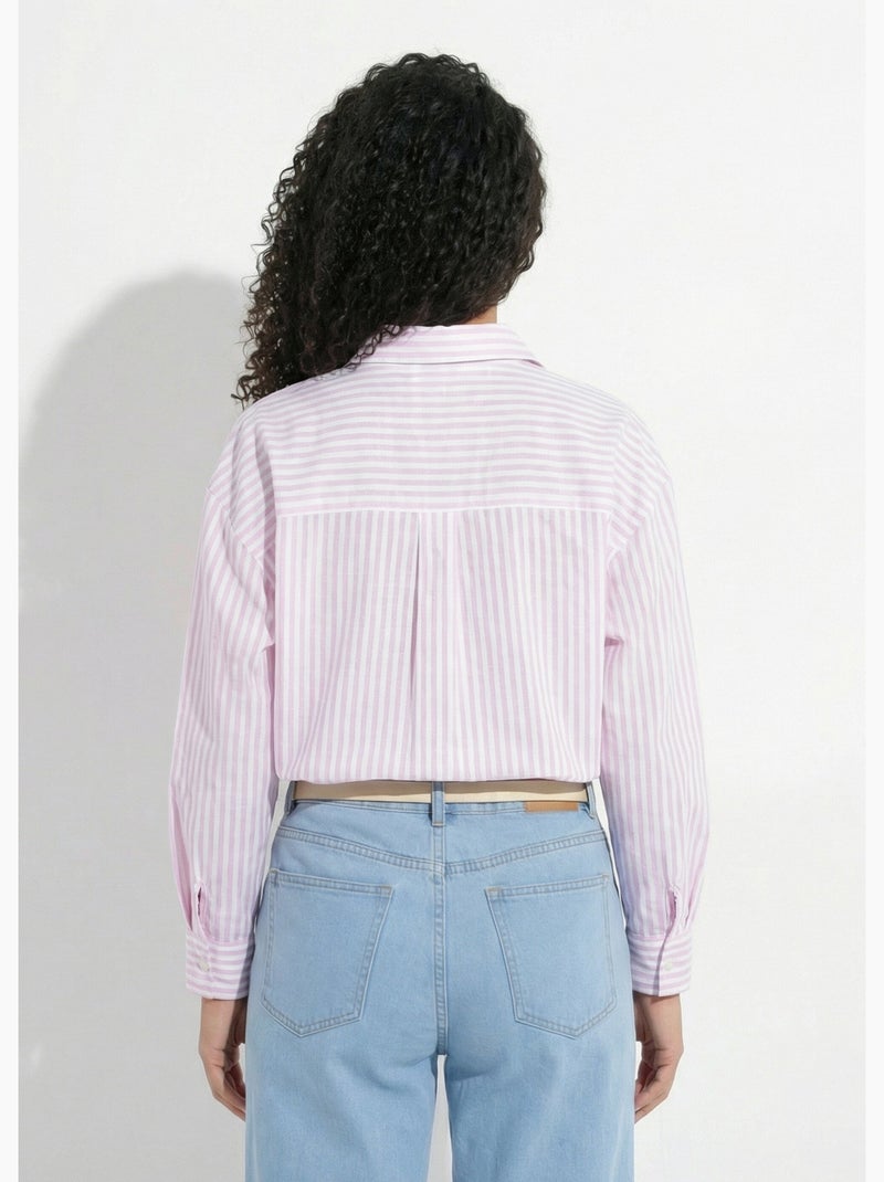 Chemisier rayé manches longues - afibel Rose - Kiabi