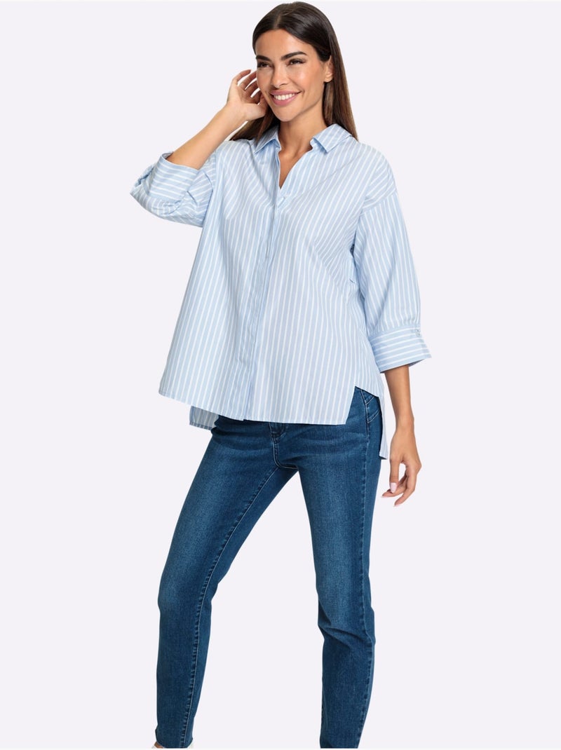Chemisier Rayé Motif à Rayures Mode - Taille Standard - Helline Blanc Bleu - Kiabi