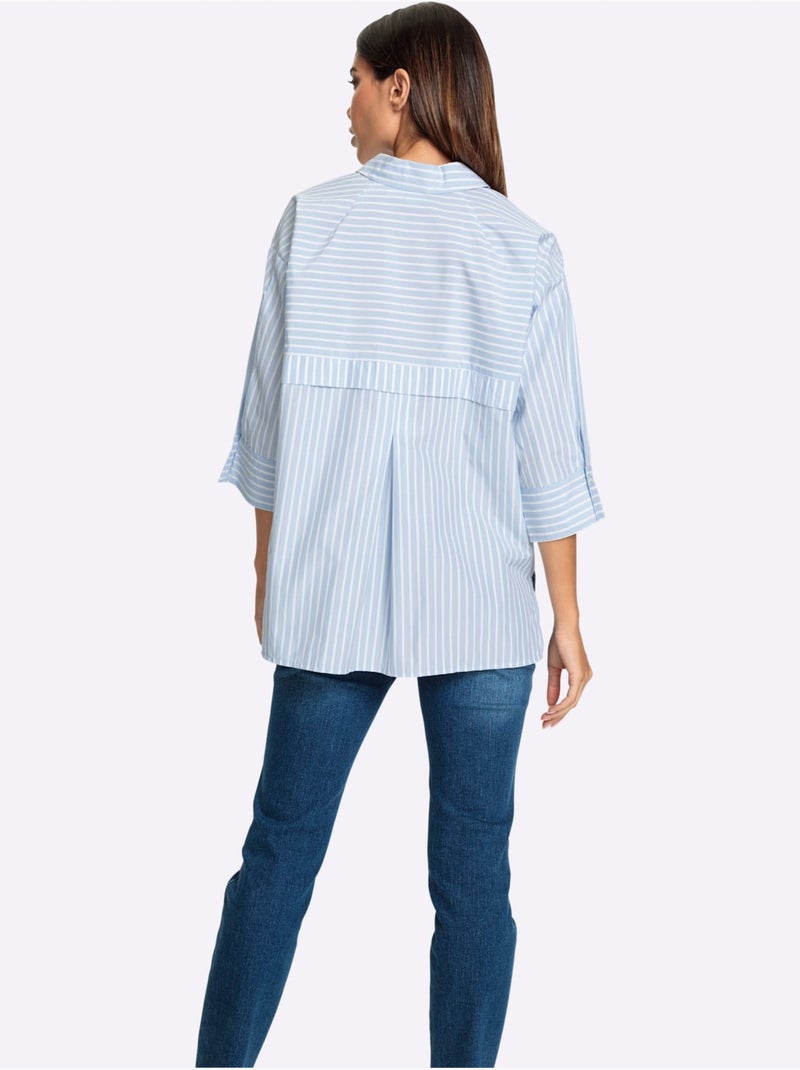 Chemisier Rayé Motif à Rayures Mode - Taille Standard - Helline Blanc Bleu - Kiabi