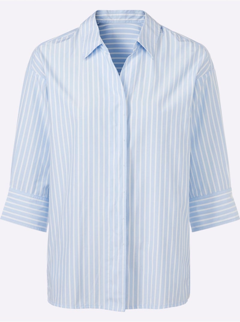 Chemisier Rayé Motif à Rayures Mode - Taille Standard - Helline Blanc Bleu - Kiabi