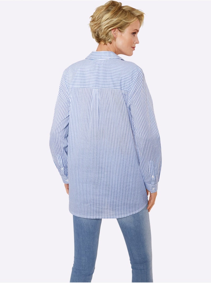 Chemisier Rayé Motif à Rayures Mode - Taille Standard - Moda Vilona Bleu - Kiabi