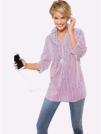 Chemisier Rayé Motif à Rayures Mode - Taille Standard - Moda Vilona