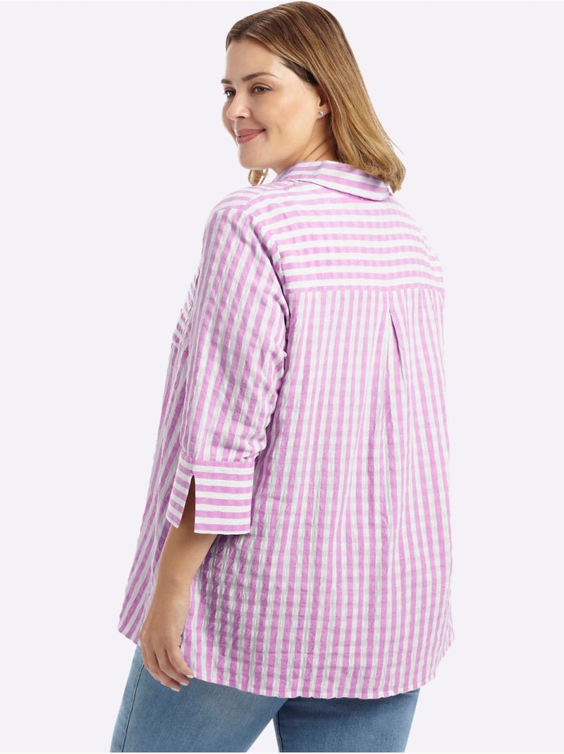 Chemisier Rayé Motif à Rayures Mode - Taille Standard - Sheego Blanc Blanc - Kiabi