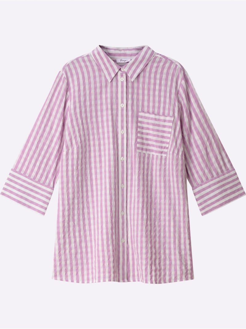 Chemisier Rayé Motif à Rayures Mode - Taille Standard - Sheego Blanc Blanc - Kiabi