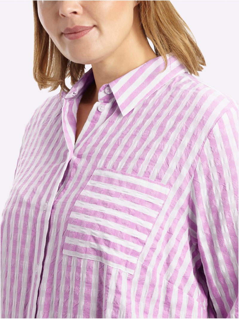 Chemisier Rayé Motif à Rayures Mode - Taille Standard - Sheego Blanc Blanc - Kiabi