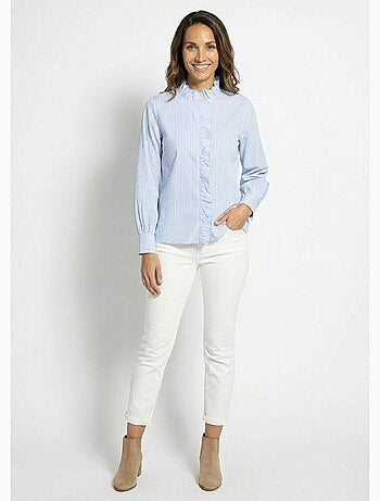 Chemisier rayé plissé avec col montant - AFIBEL