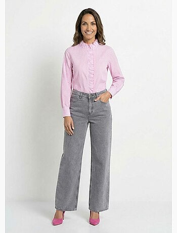 Chemisier rayé plissé avec col montant - AFIBEL