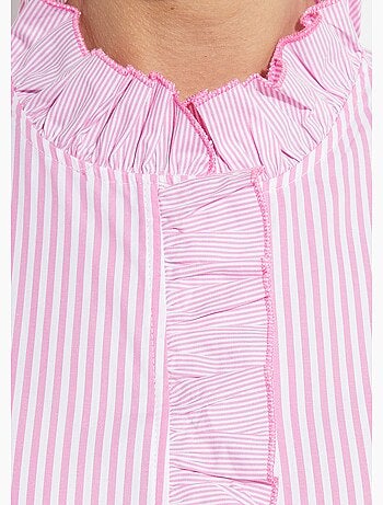 Chemisier rayé plissé avec col montant - AFIBEL
