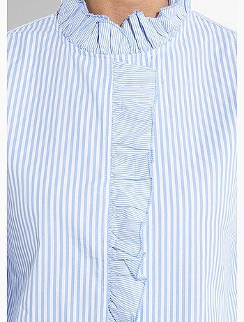 Chemisier rayé plissé avec col montant