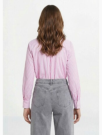 Chemisier rayé plissé avec col montant