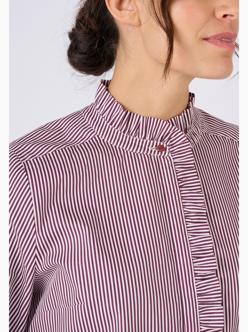 Chemisier rayé popeline pur coton - Damart Rouge - Kiabi