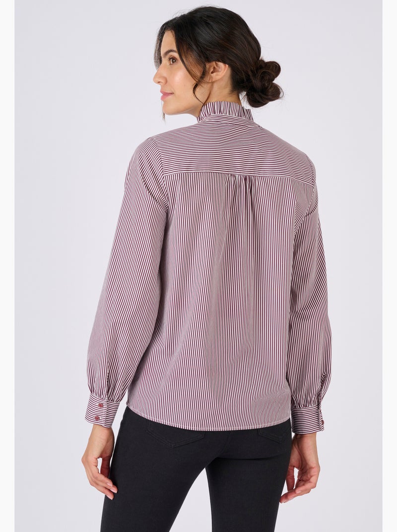 Chemisier rayé popeline pur coton - Damart Rouge - Kiabi