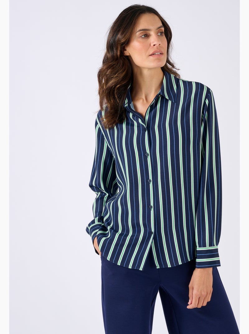 Chemisier rayé pure viscose - Damart Bleu - Kiabi