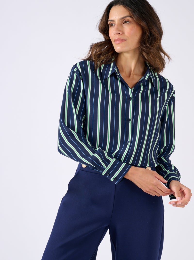 Chemisier rayé pure viscose - Damart Bleu marine - Kiabi