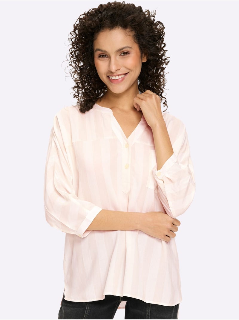 Chemisier Rayé Pure Viscose - Taille Standard - Helline Beige - Kiabi