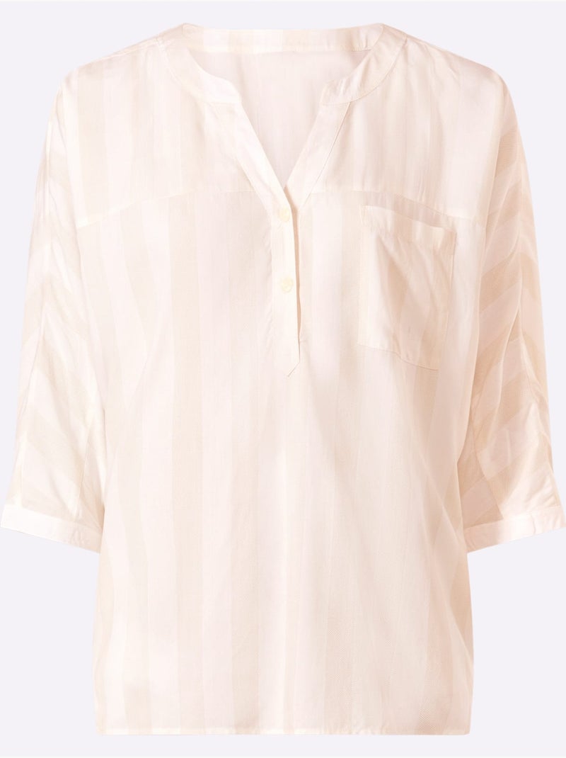 Chemisier Rayé Pure Viscose - Taille Standard - Helline Beige - Kiabi