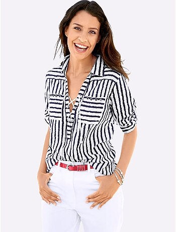 Chemisier Rayé Pure Viscose - Taille Standard - Witt