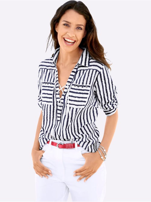 Chemisier Rayé Pure Viscose - Taille Standard - Witt - Kiabi Chemisier Rayé Pure Viscose - Taille Standard - Witt - Kiabi