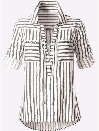 Chemisier Rayé Pure Viscose - Taille Standard - Witt