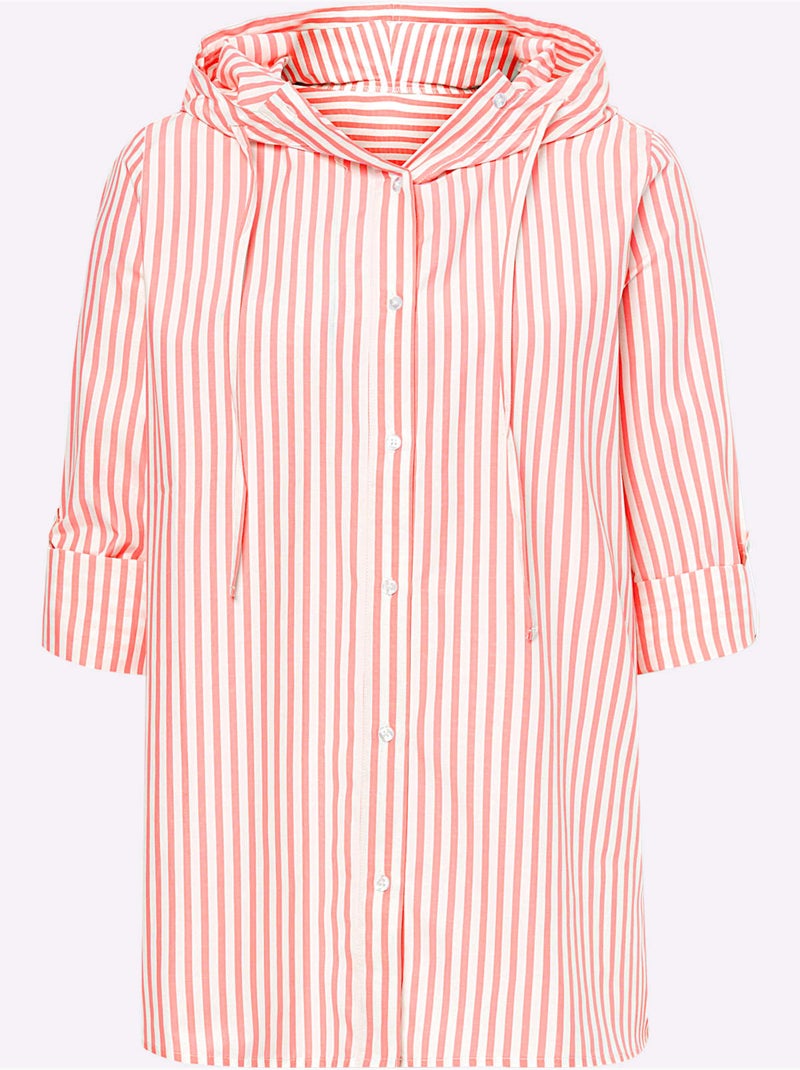 Chemisier Rayé Qualité Facile D'entretien - Taille Standard - Helline Orange - Kiabi