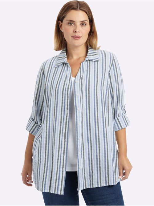 Chemisier Rayé Rayures Verticales Affinantes - Taille Standard - Sheego - Kiabi