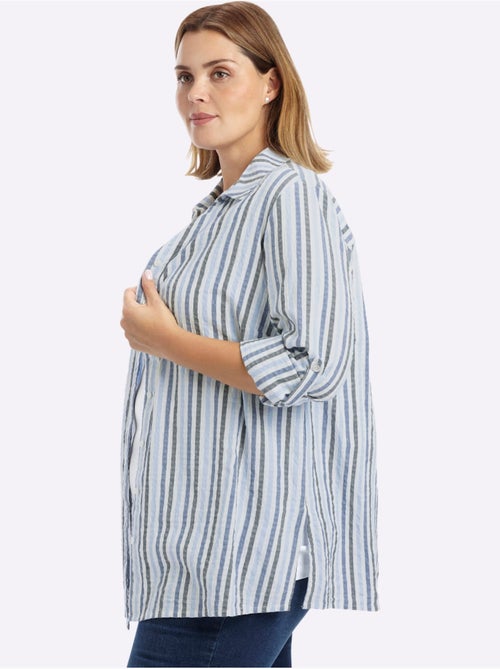 Chemisier Rayé Rayures Verticales Affinantes - Taille Standard - Sheego - Kiabi