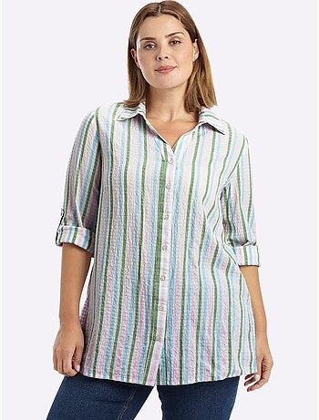 Chemisier Rayé Rayures Verticales Affinantes - Taille Standard - Sheego