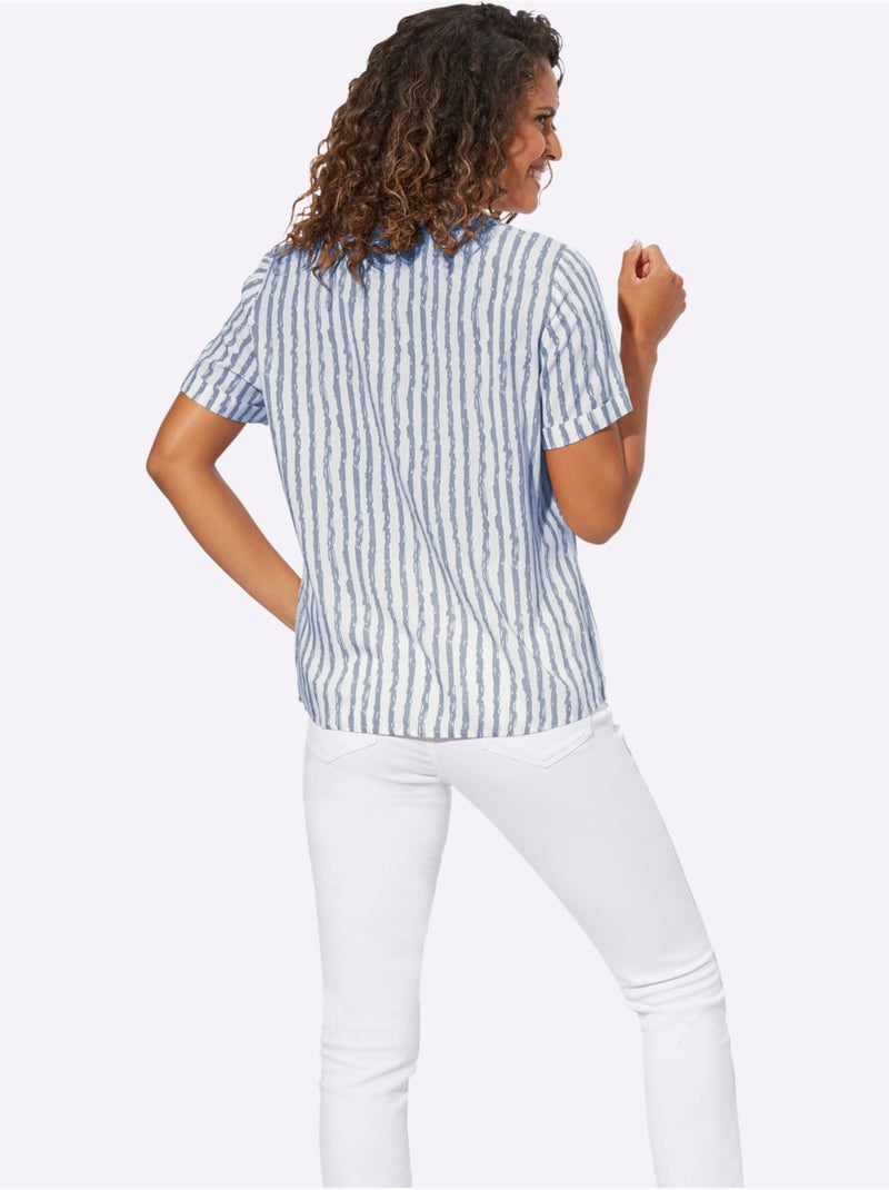 Chemisier Rayé Viscose Douce Et Fluide - Taille Standard - Witt Bleu - Kiabi