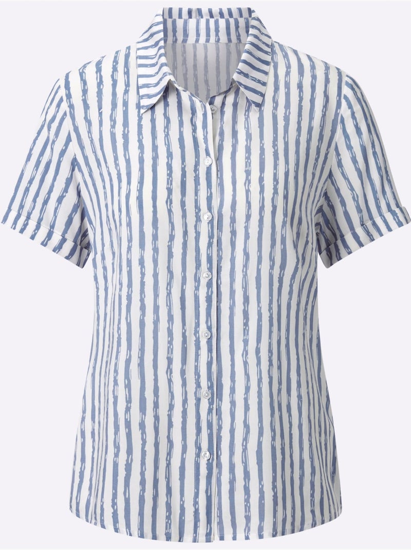 Chemisier Rayé Viscose Douce Et Fluide - Taille Standard - Witt Bleu - Kiabi