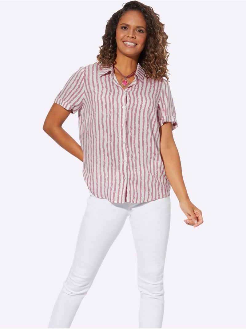 Chemisier Rayé Viscose Douce Et Fluide - Taille Standard - Witt Vieux rose - Kiabi