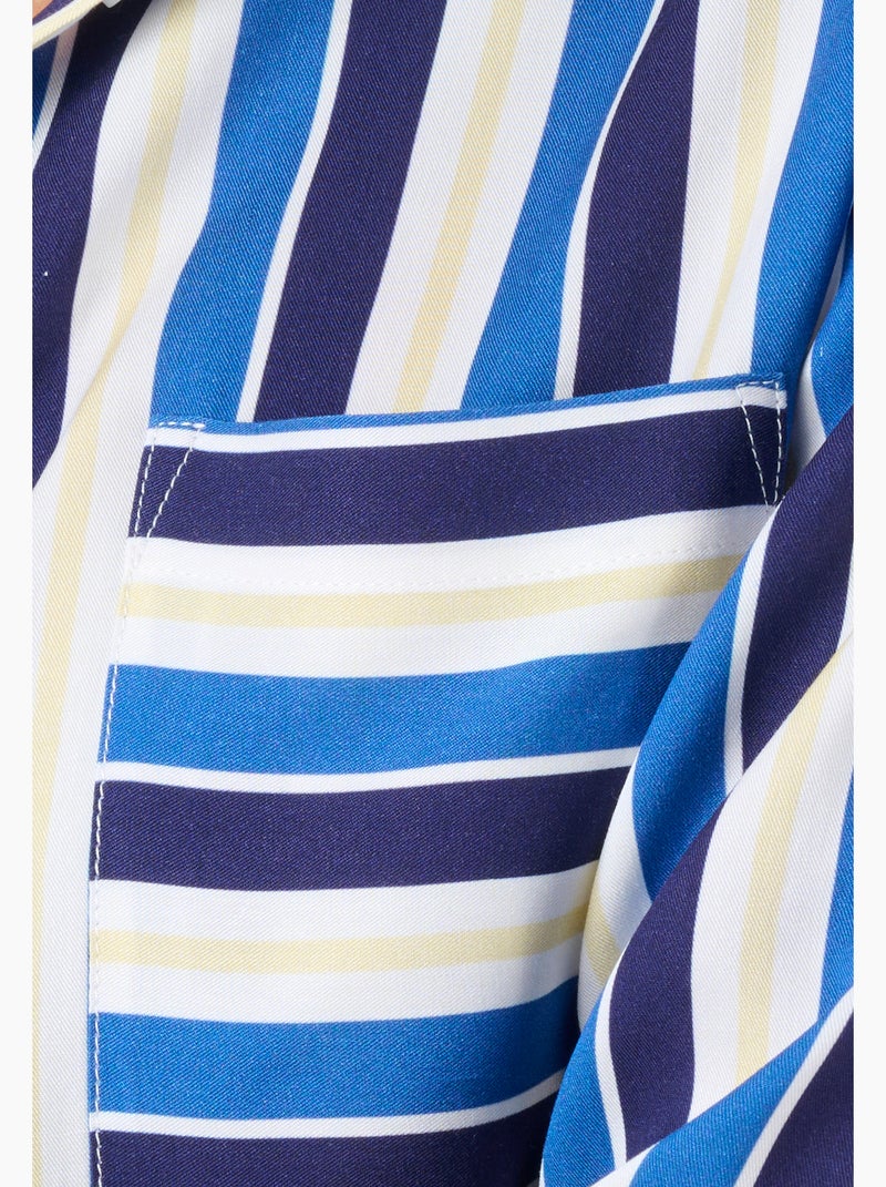 Chemisier rayures graphiques pure viscose - Damart Bleu - Kiabi