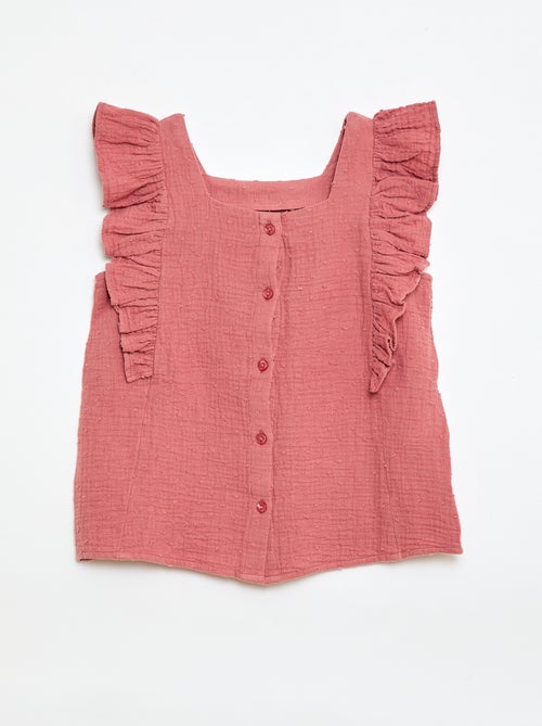 Chemisier sans manche en double gaze de coton - Kiabi