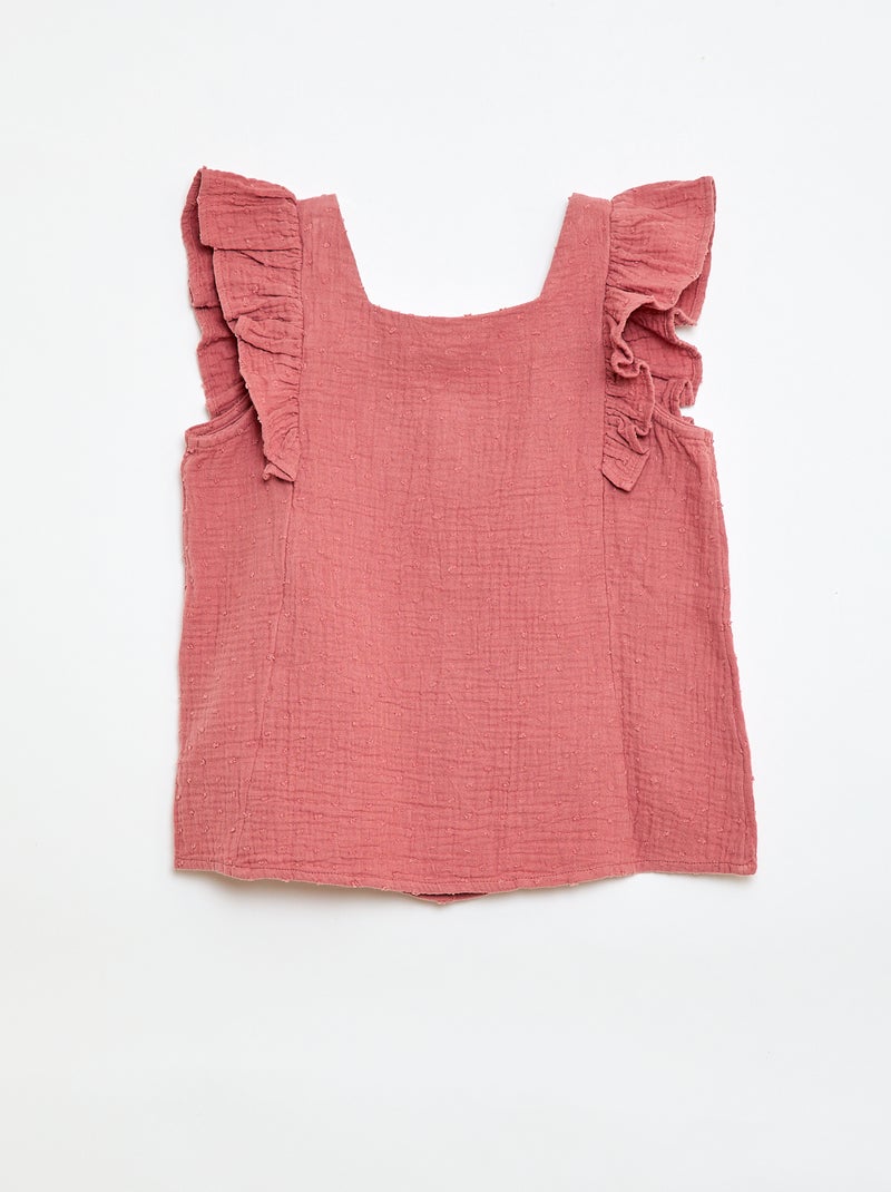 Chemisier sans manche en double gaze de coton Rose - Kiabi