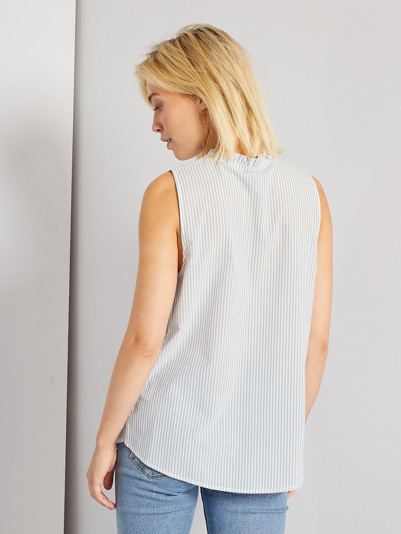 Chemise Sans Manches Rayée Multicolore Femme - Taille L, Coton, Occasion Très Bon état