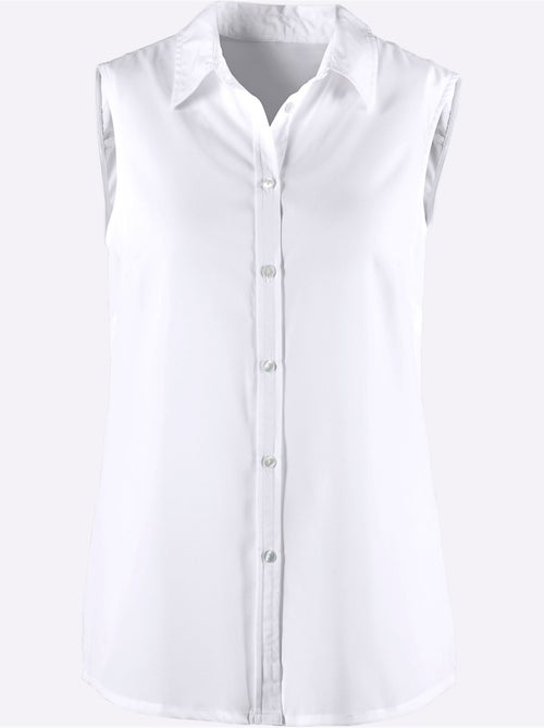 Chemisier sans manches à col chemise et patte de boutonnage - Taille standard - Moda Vilona - Kiabi