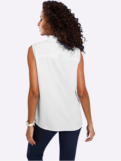 Chemisier sans manches à col chemise et patte de boutonnage - Taille standard - Moda Vilona - Kiabi