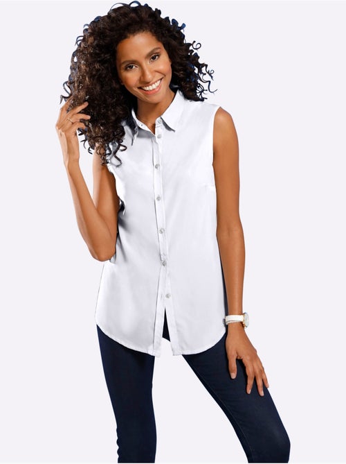 Chemisier sans manches à col chemise et patte de boutonnage - Taille standard - Moda Vilona - Kiabi