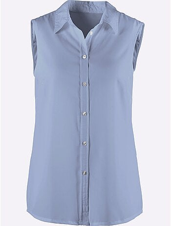 Chemisier sans manches avec col chemise et patte de boutonnage - Taille standard - Moda Vilona