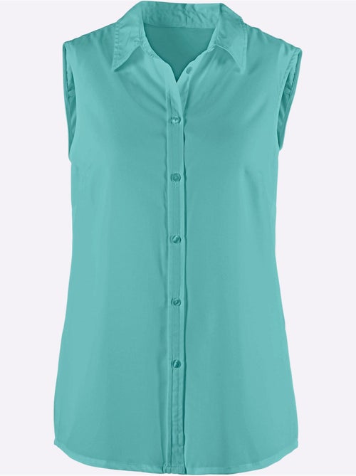 Chemisier sans manches avec col chemise et patte de boutonnage - Taille standard - Moda Vilona - Kiabi