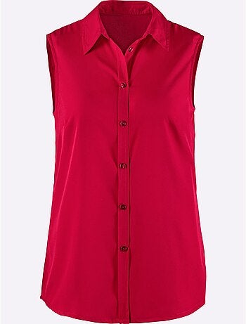 Chemisier sans manches avec col chemise et patte de boutonnage - Taille standard - Moda Vilona