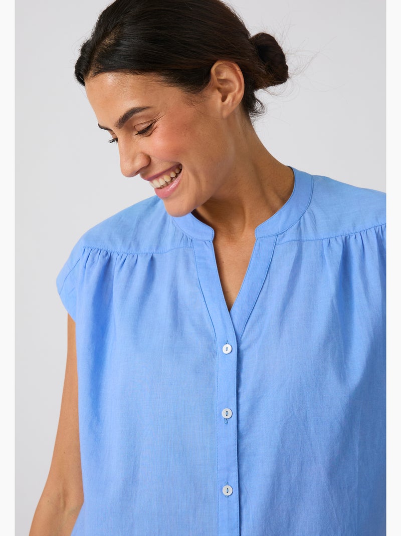 Chemisier sans manches en voile de coton - damart Bleu - Kiabi
