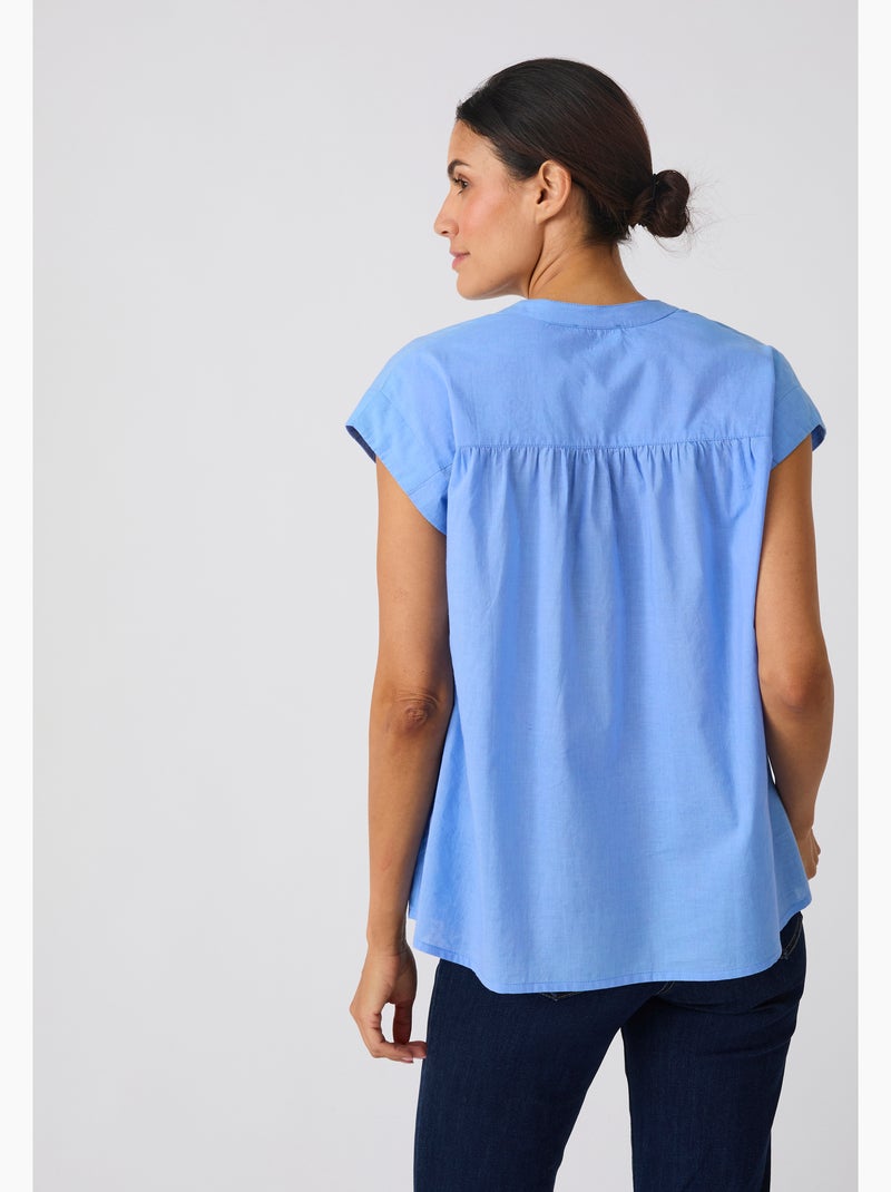 Chemisier sans manches en voile de coton - damart Bleu - Kiabi