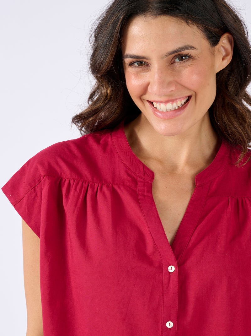 Chemisier sans manches en voile de coton - Damart Rouge - Kiabi