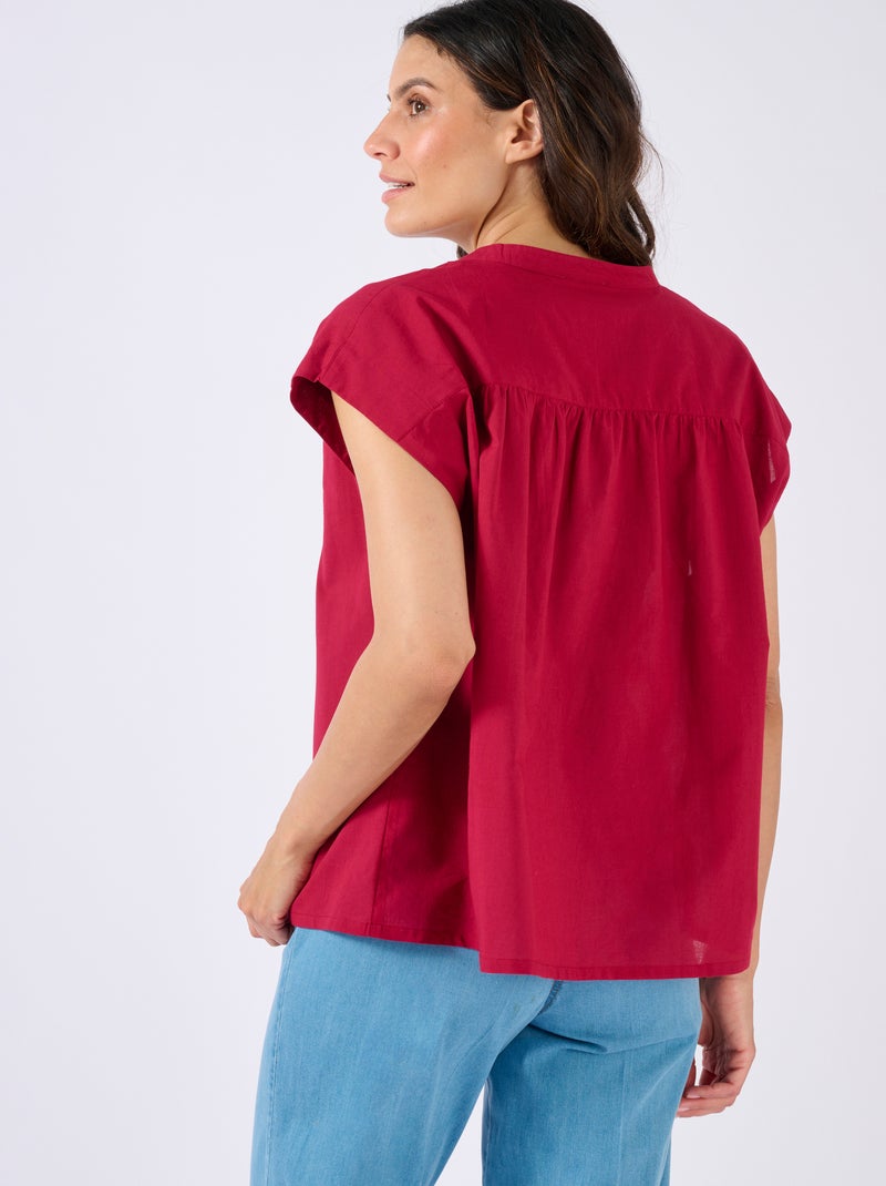Chemisier sans manches en voile de coton - Damart Rouge - Kiabi