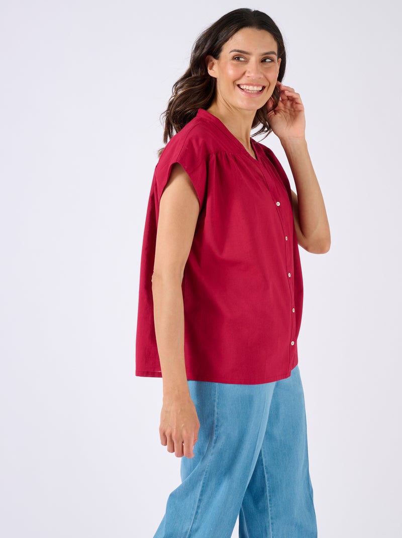 Chemisier sans manches en voile de coton - Damart Rouge - Kiabi