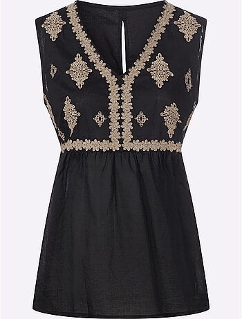 Chemisier Sans Manches Magnifique Broderie - Taille Standard - Helline