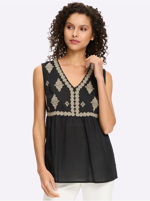 Chemisier Sans Manches Magnifique Broderie - Taille Standard - Helline - Kiabi Chemisier Sans Manches Magnifique Broderie - Taille Standard - Helline - Kiabi