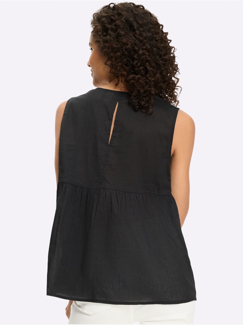 Chemisier Sans Manches Magnifique Broderie - Taille Standard - Helline Noir Beige - Kiabi