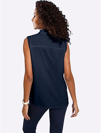 Chemisier Sans Manches Ourlet Légèrement Arrondi - Taille Standard - Moda Vilona